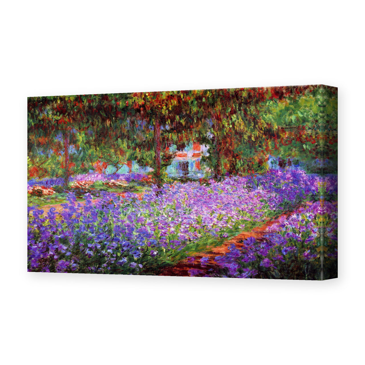 Claude Monet's 'The Artists Garden at Giverny' painting reproduced as a gallery-wrapped canvas print