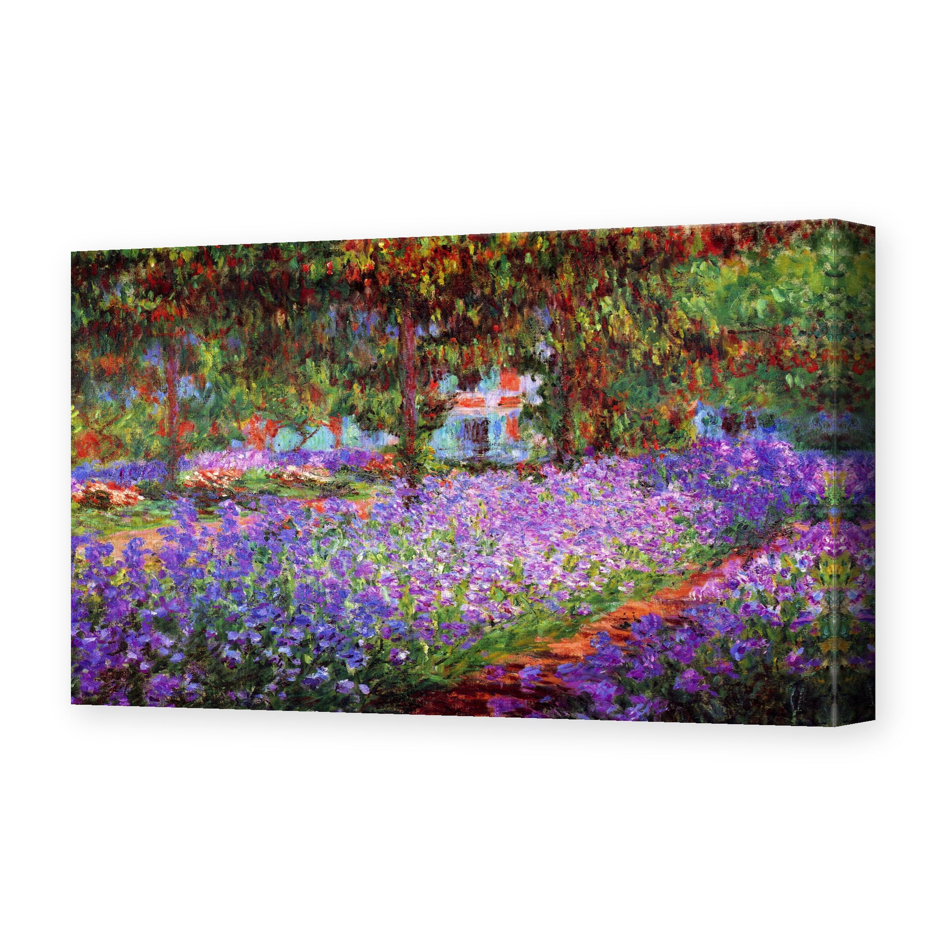 Claude Monet's 'The Artists Garden at Giverny' painting reproduced as a gallery-wrapped canvas print