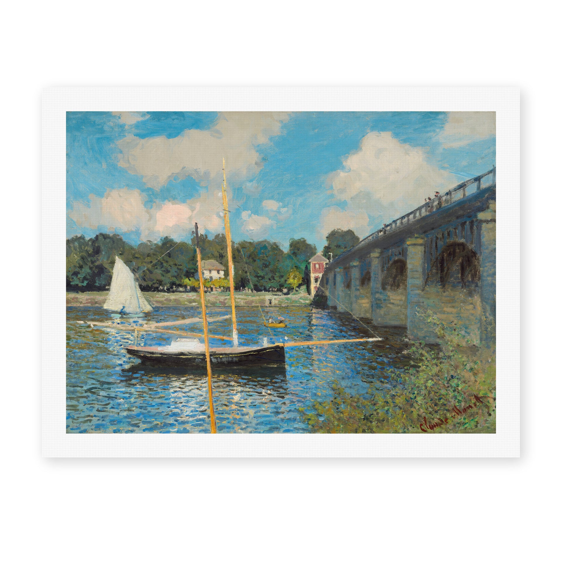 Claude Monet's 'The Bridge at Argenteuil' painting reproduced as a rolled canvas print