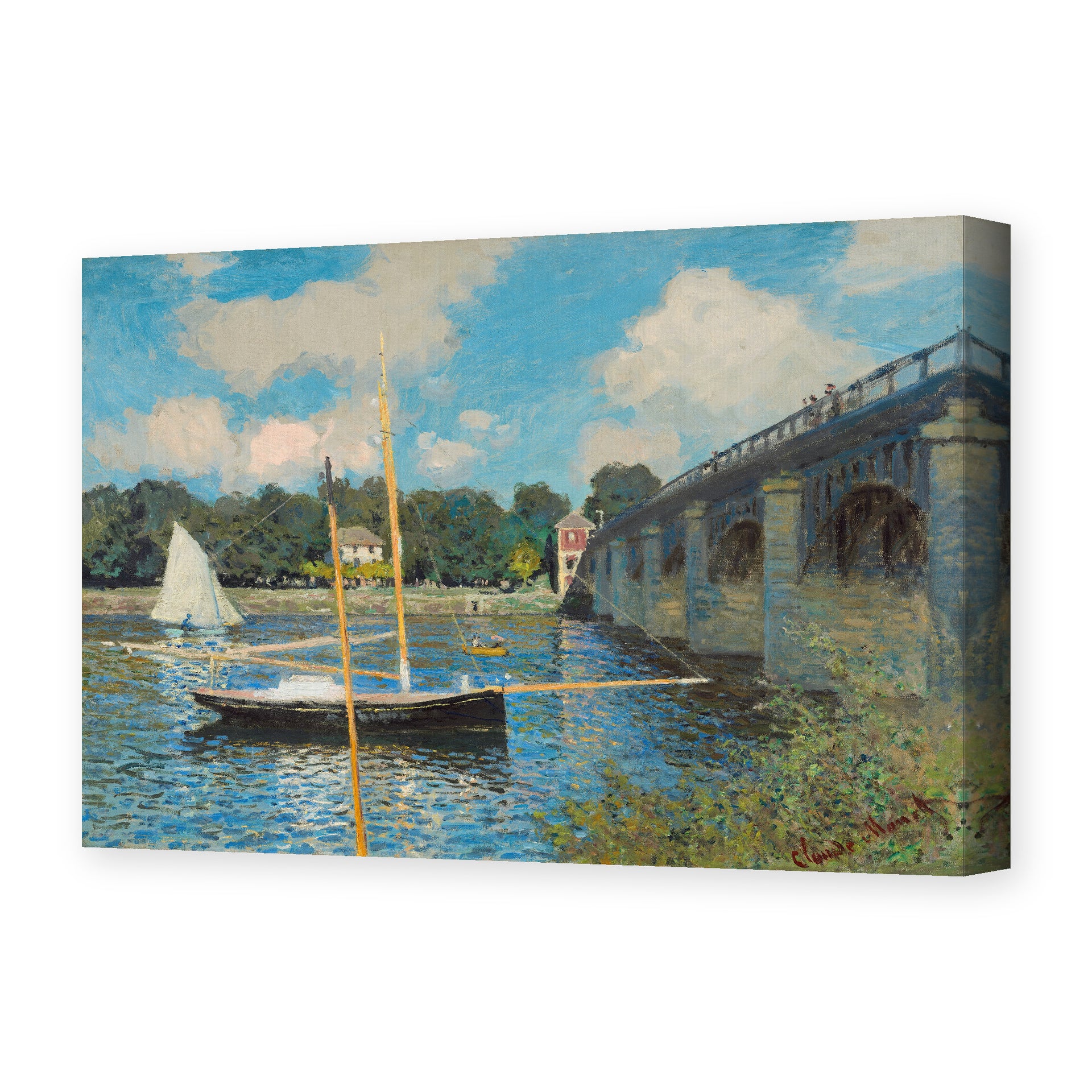 Claude Monet's 'The Bridge at Argenteuil' painting reproduced as a gallery-wrapped canvas print