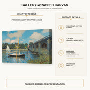 Claude Monet - The Bridge at Argenteuil gallery wrap canvas construction and hanging details infographic