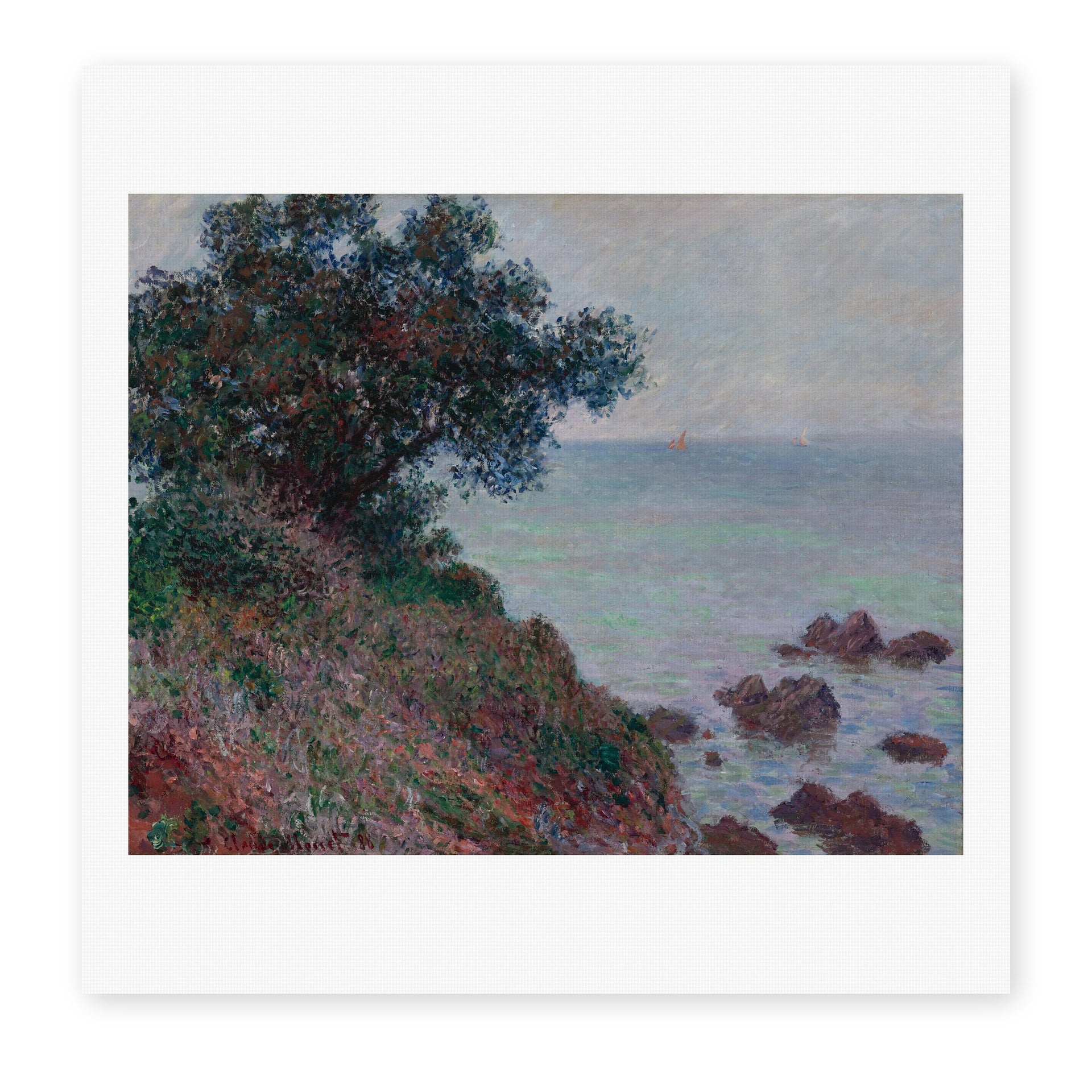 Claude Monet's 'The Edges of the Mediterranean, Gray Time' painting reproduced as a rolled canvas print