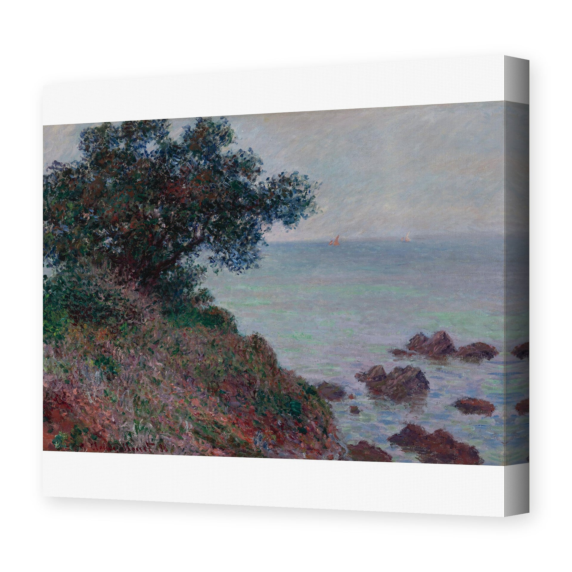 Claude Monet's 'The Edges of the Mediterranean, Gray Time' painting reproduced as a gallery-wrapped canvas print