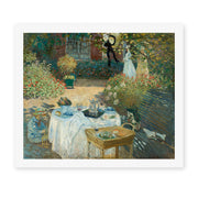 Claude Monet's 'The Luncheon, Monet's Garden at Argenteuil' painting reproduced as a rolled canvas print