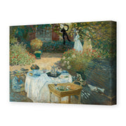 Claude Monet's 'The Luncheon, Monet's Garden at Argenteuil' painting reproduced as a gallery-wrapped canvas print