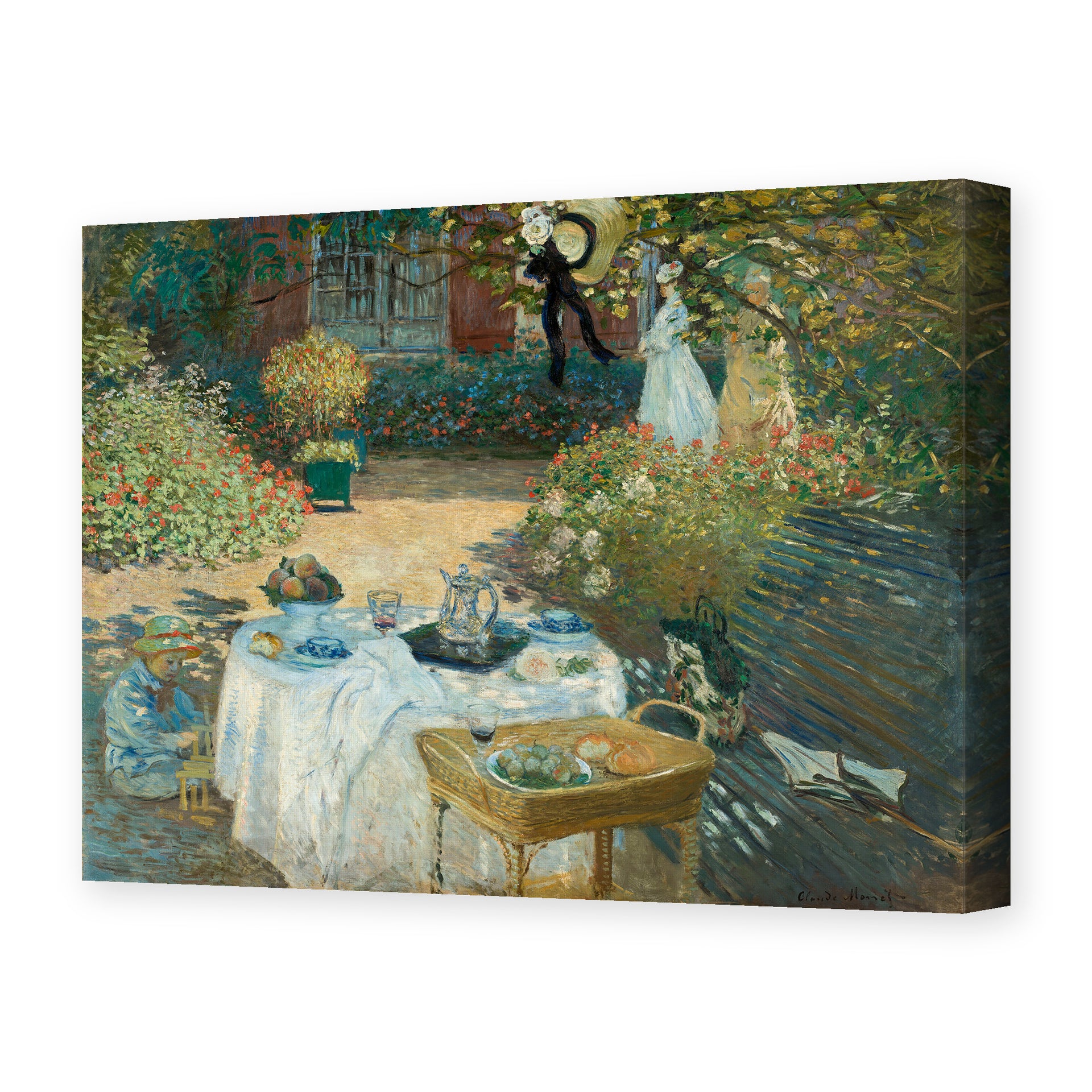 Claude Monet's 'The Luncheon, Monet's Garden at Argenteuil' painting reproduced as a gallery-wrapped canvas print