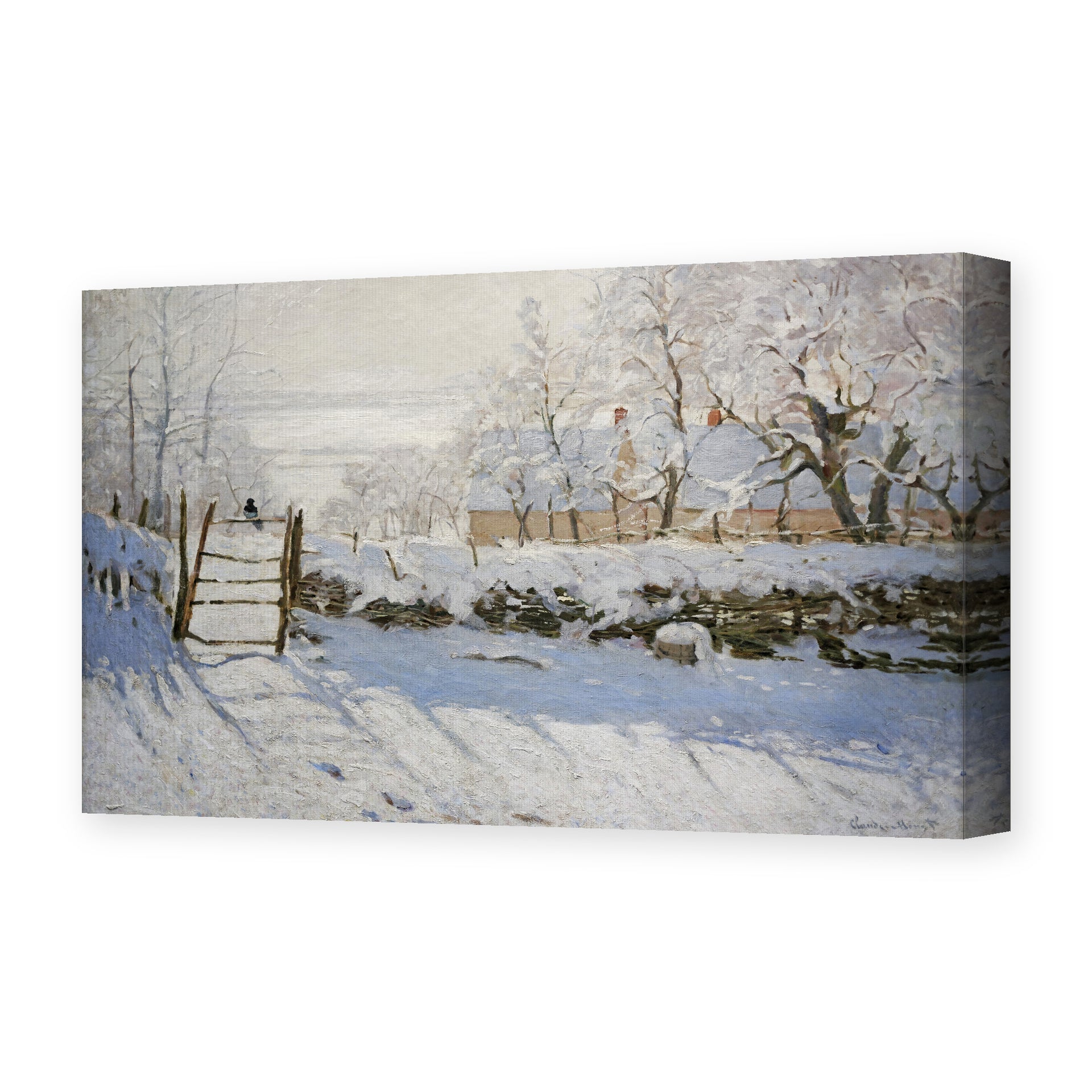 Claude Monet's 'The Magpie' painting reproduced as a gallery-wrapped canvas print