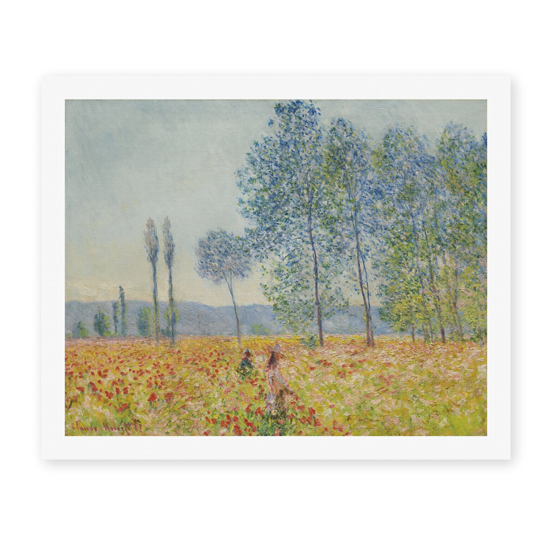 Claude Monet's 'Under the Poplar' painting reproduced as a rolled canvas print