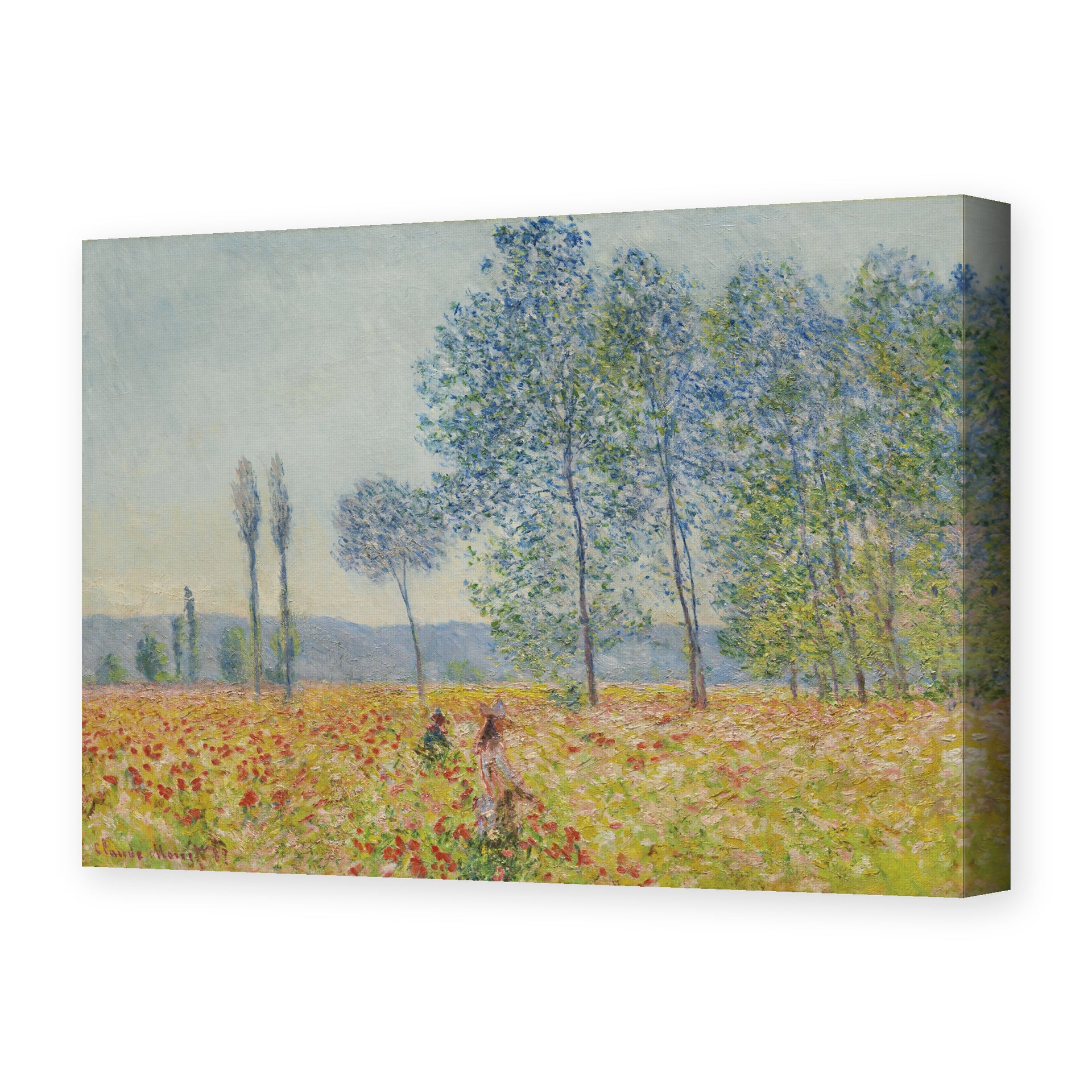 Claude Monet's 'Under the Poplar' painting reproduced as a gallery-wrapped canvas print