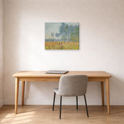 Gallery-wrapped canvas print of Claude Monet's 'Under the Poplar' displayed on a wall in a office