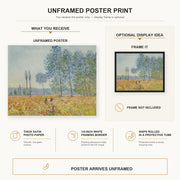 Claude Monet - Under the Poplar poster print size comparison and framing display infographic