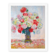 Claude Monet's 'Vase De Pivoines' painting reproduced as a rolled canvas print