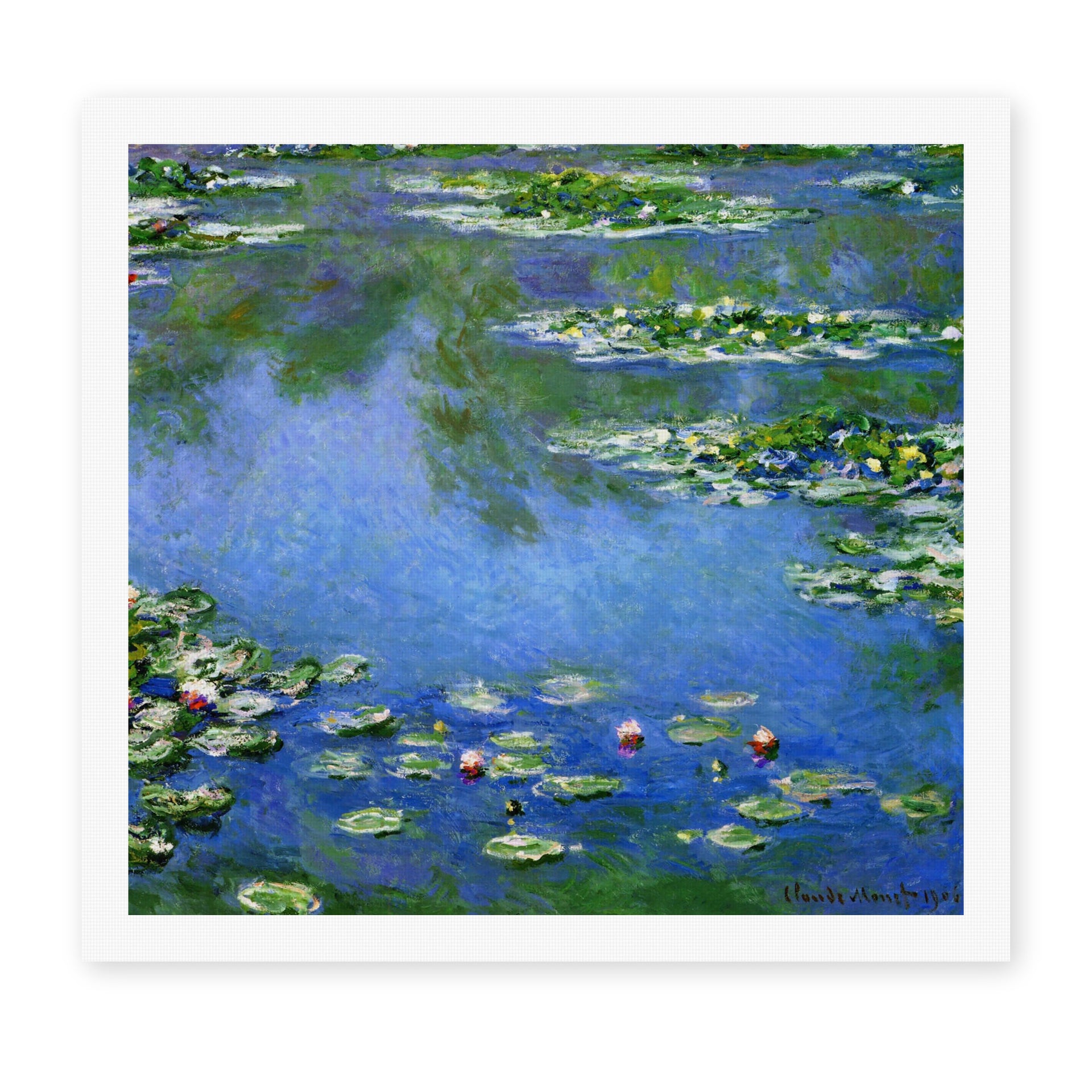 Claude Monet's 'Water Lilies' painting reproduced as a rolled canvas print