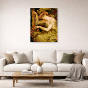 Unframed poster print of Dante Gabriel Rossetti's A Sea Spell displayed on a wall in a living room