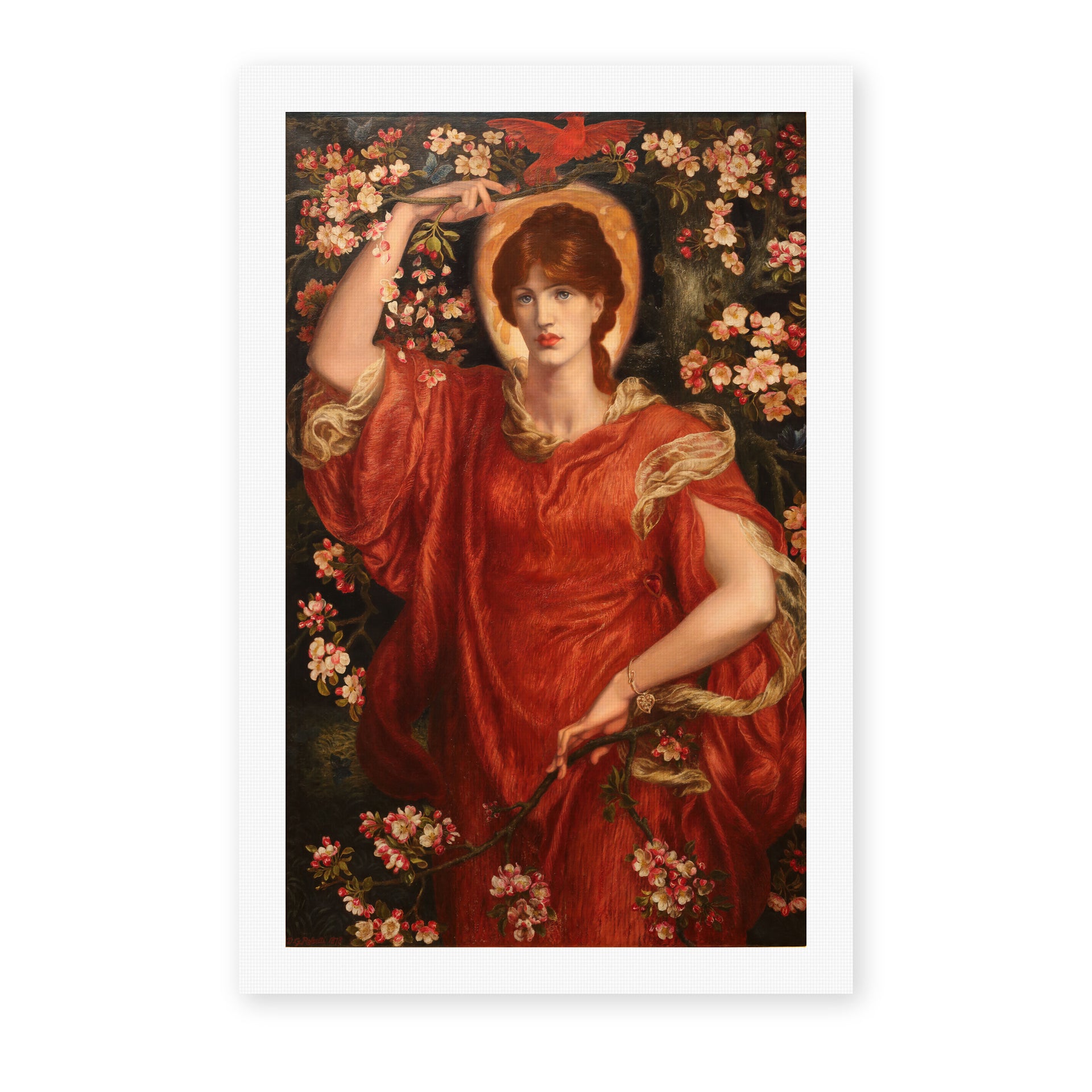 Dante Gabriel Rossetti's 'A Vision of Fiammetta' painting reproduced as a rolled canvas print