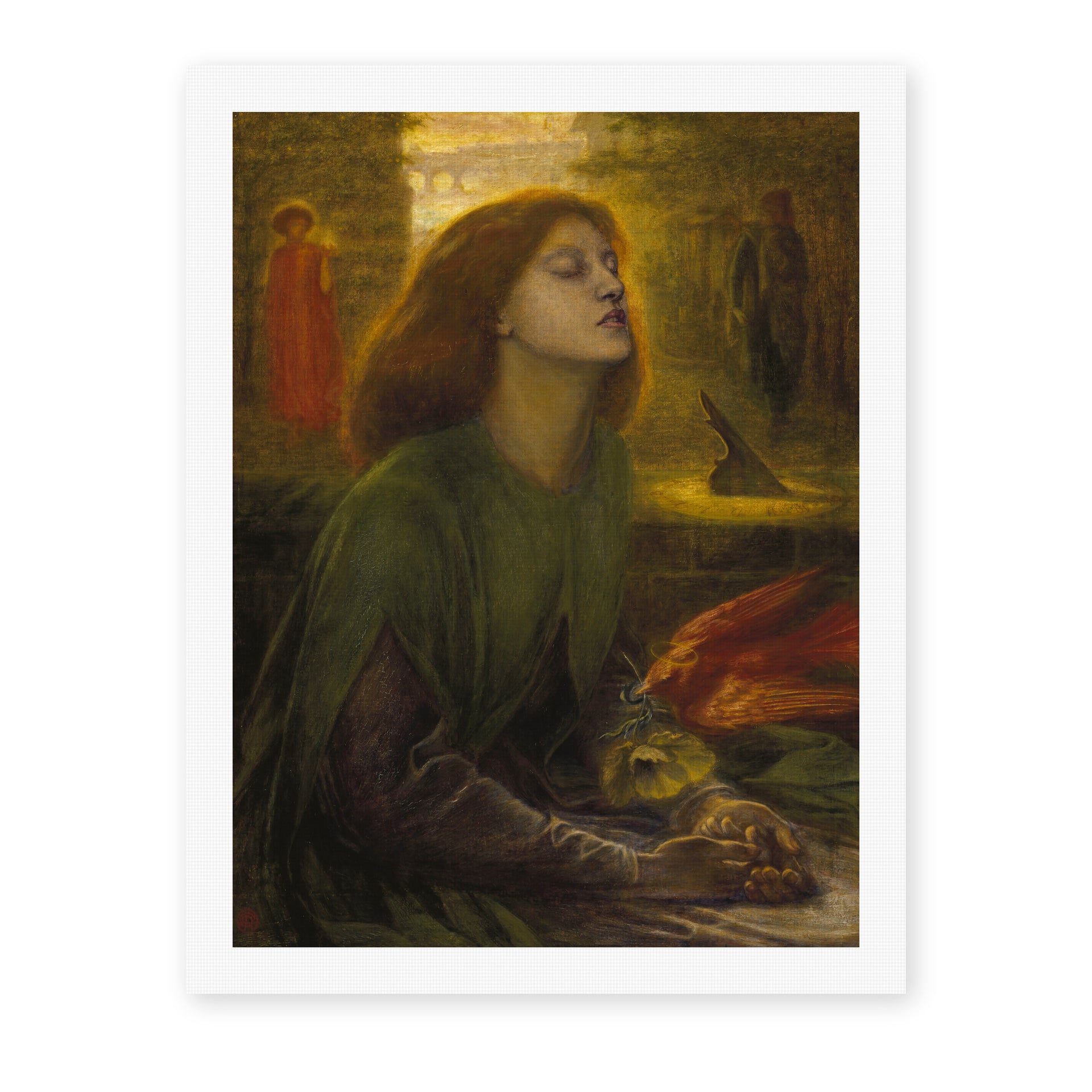 Dante Gabriel Rossetti's 'Beata Beatrix' painting reproduced as a rolled canvas print