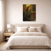 Gallery-wrapped canvas print of Dante Gabriel Rossetti's Beata Beatrix displayed on a wall in a bedroom