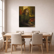 Gallery-wrapped canvas print of Dante Gabriel Rossetti's Beata Beatrix displayed on a wall in a dining room