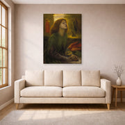Gallery-wrapped canvas print of Dante Gabriel Rossetti's Beata Beatrix displayed on a wall in a living room