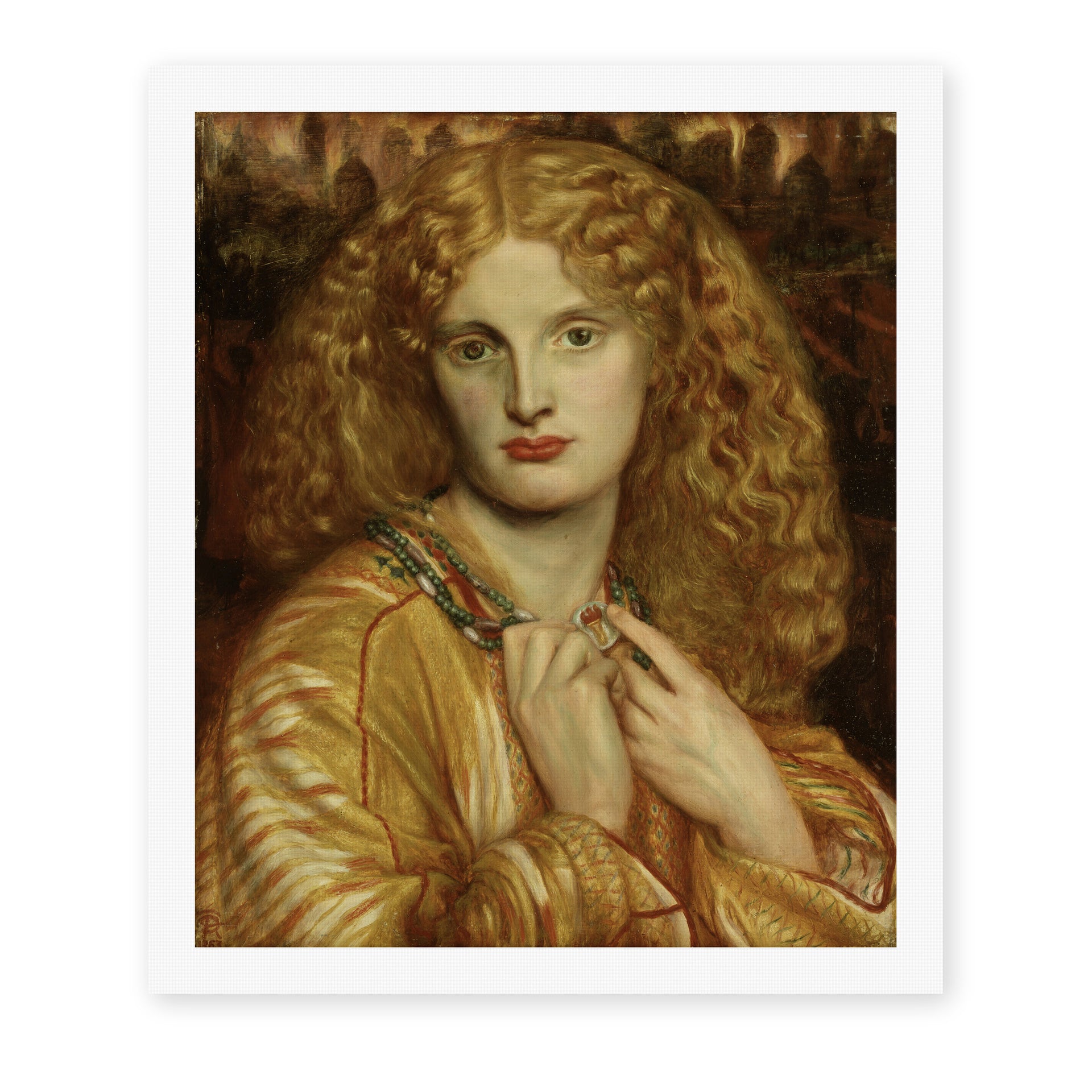 Dante Gabriel Rossetti's 'Helen of troy' painting reproduced as a rolled canvas print