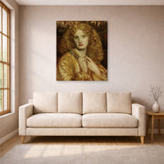 Gallery-wrapped canvas print of Dante Gabriel Rossetti's Helen of troy displayed on a wall in a living room