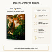Dante Gabriel Rossetti - La Ghirlandata gallery wrap canvas construction and hanging details infographic