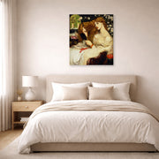 Gallery-wrapped canvas print of Dante Gabriel Rossetti's Lady Lilith displayed on a wall in a bedroom
