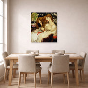 Gallery-wrapped canvas print of Dante Gabriel Rossetti's Lady Lilith displayed on a wall in a dining room