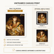 Dante Gabriel Rossetti - Monna Vanna canvas print size comparison and framing display infographic