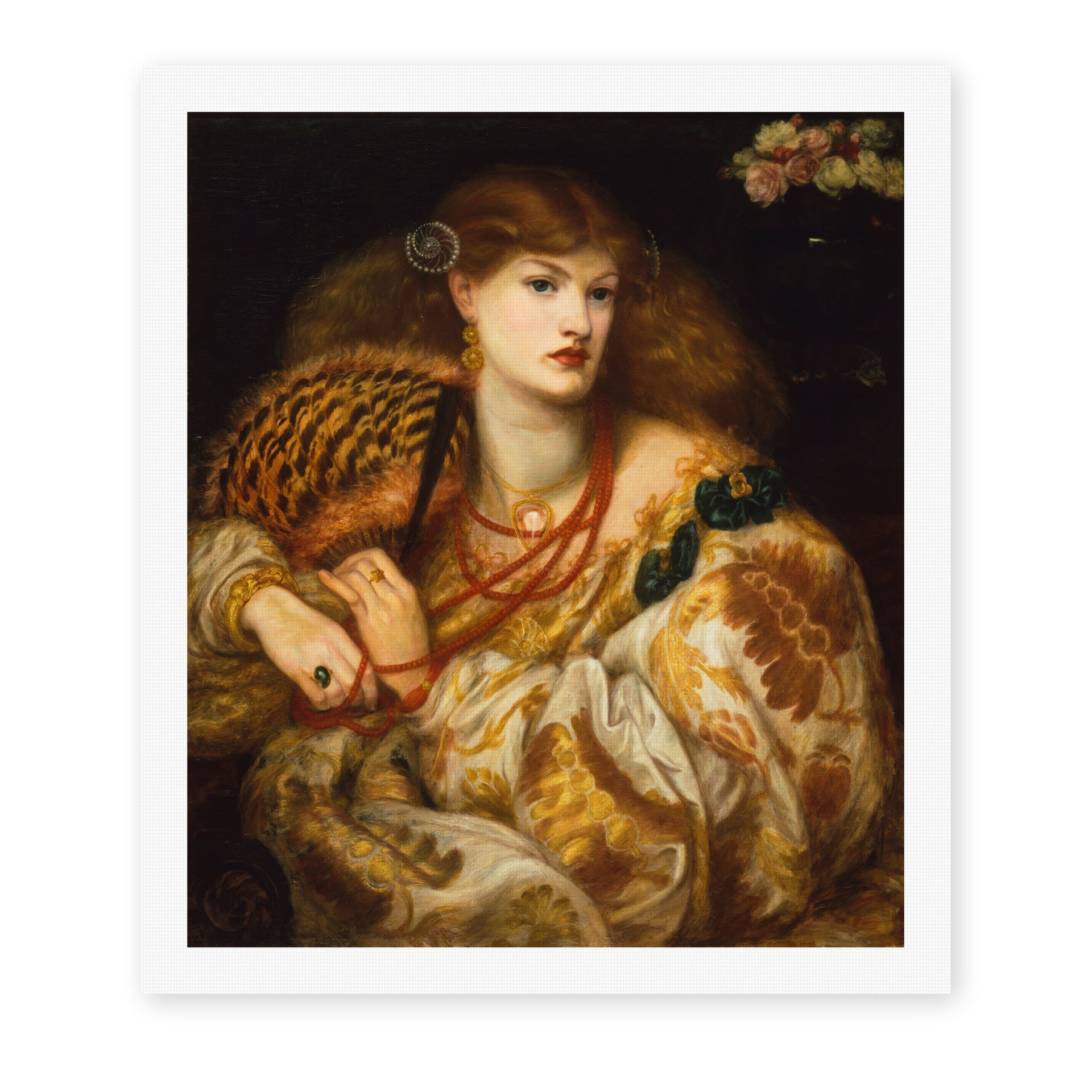 Dante Gabriel Rossetti's 'Monna Vanna' painting reproduced as a rolled canvas print