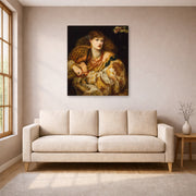 Gallery-wrapped canvas print of Dante Gabriel Rossetti's Monna Vanna displayed on a wall in a living room
