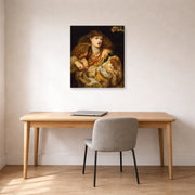 Gallery-wrapped canvas print of Dante Gabriel Rossetti's Monna Vanna displayed on a wall in a office