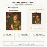 Dante Gabriel Rossetti - My Lady Greensleeves poster print size comparison and framing display infographic