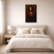 Gallery-wrapped canvas print of Dante Gabriel Rossetti's Pandora displayed on a wall in a bedroom