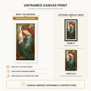 Dante Gabriel Rossetti - Proserpine canvas print size comparison and framing display infographic