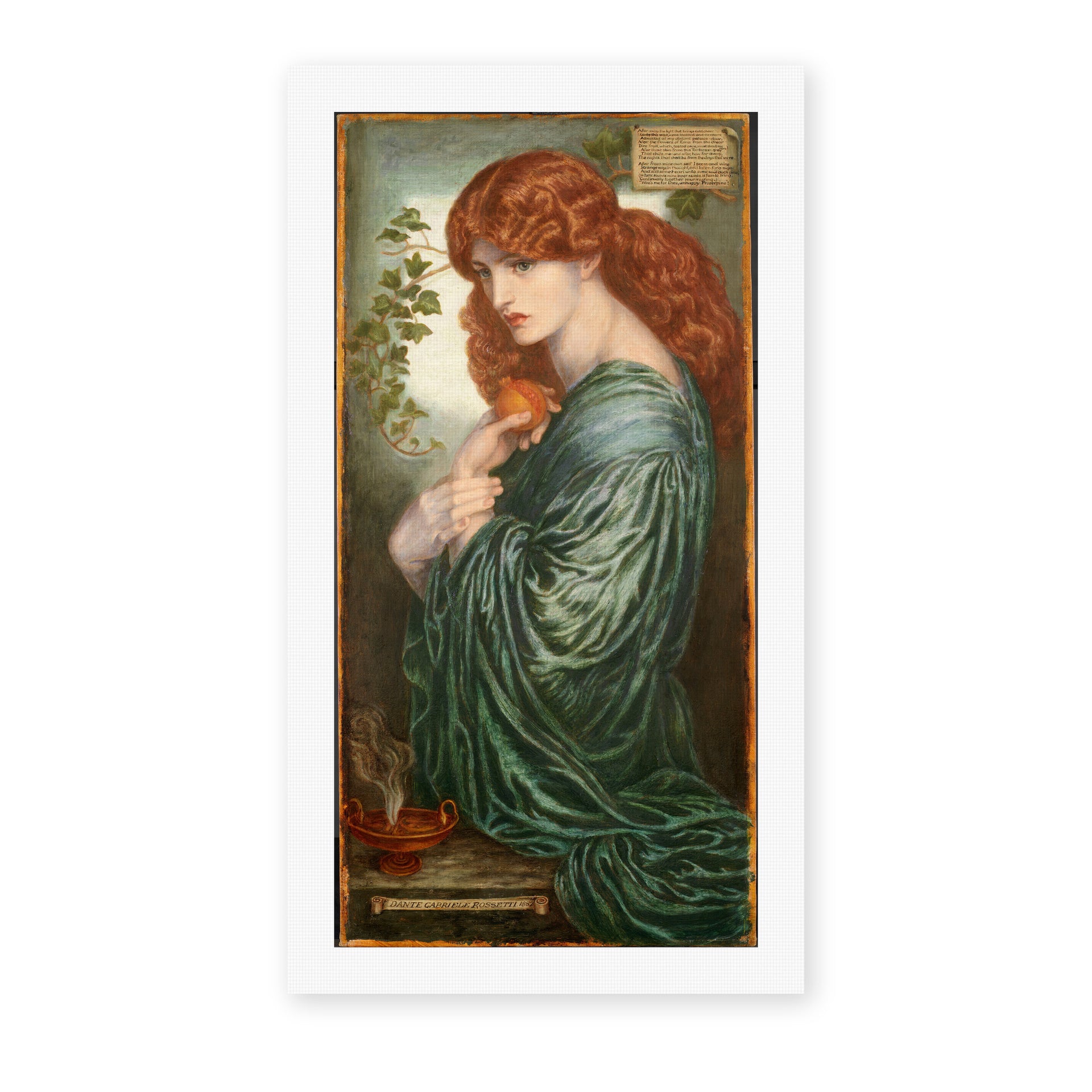 Dante Gabriel Rossetti's 'Proserpine' painting reproduced as a rolled canvas print