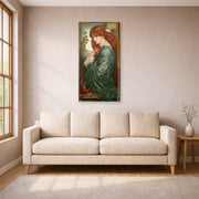 Gallery-wrapped canvas print of Dante Gabriel Rossetti's Proserpine displayed on a wall in a living room