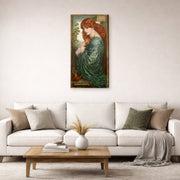 Gallery-wrapped canvas print of Dante Gabriel Rossetti's Proserpine displayed on a wall in a living room
