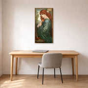 Gallery-wrapped canvas print of Dante Gabriel Rossetti's Proserpine displayed on a wall in a office