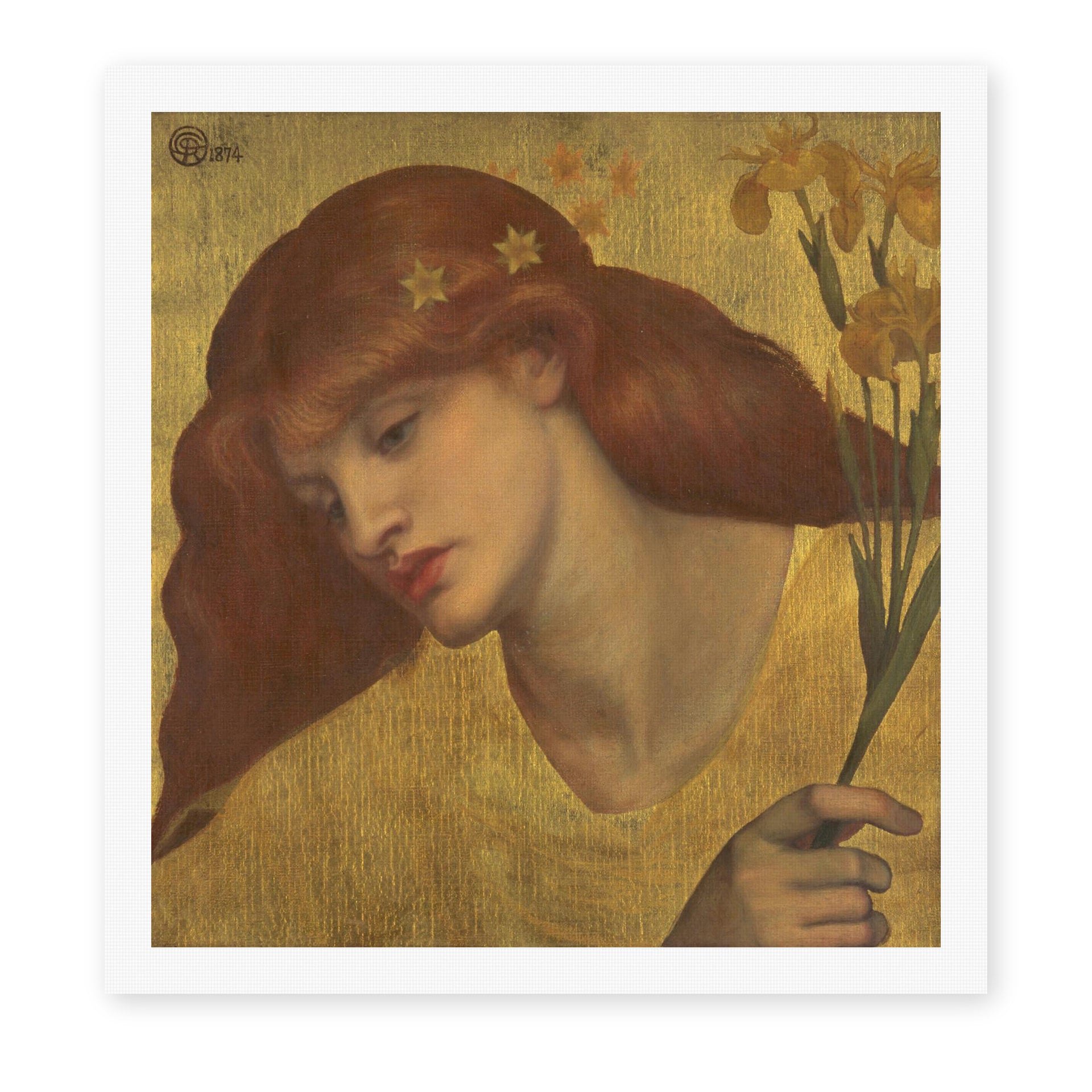 Dante Gabriel Rossetti's 'Sancta Lilias' painting reproduced as a rolled canvas print