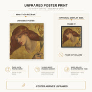 Dante Gabriel Rossetti - Sancta Lilias poster print size comparison and framing display infographic
