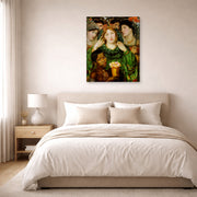 Gallery-wrapped canvas print of Dante Gabriel Rossetti's The Beloved displayed on a wall in a bedroom