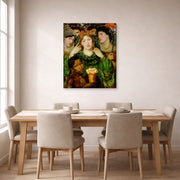 Gallery-wrapped canvas print of Dante Gabriel Rossetti's The Beloved displayed on a wall in a dining room