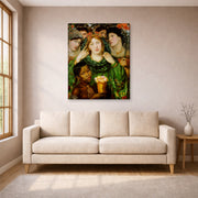 Gallery-wrapped canvas print of Dante Gabriel Rossetti's The Beloved displayed on a wall in a living room