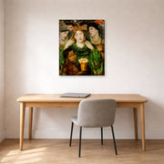 Gallery-wrapped canvas print of Dante Gabriel Rossetti's The Beloved displayed on a wall in a office