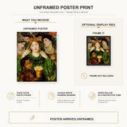 Dante Gabriel Rossetti - The Beloved poster print size comparison and framing display infographic