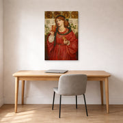 Gallery-wrapped canvas print of Dante Gabriel Rossetti's The Loving Cup displayed on a wall in a office