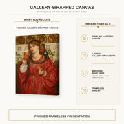 Dante Gabriel Rossetti - The Loving Cup gallery wrap canvas construction and hanging details infographic