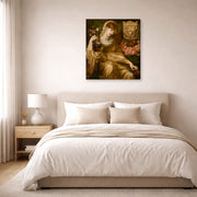 Gallery-wrapped canvas print of Dante Gabriel Rossetti's The Roman Widow displayed on a wall in a bedroom