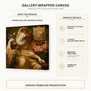 Dante Gabriel Rossetti - The Roman Widow gallery wrap canvas construction and hanging details infographic